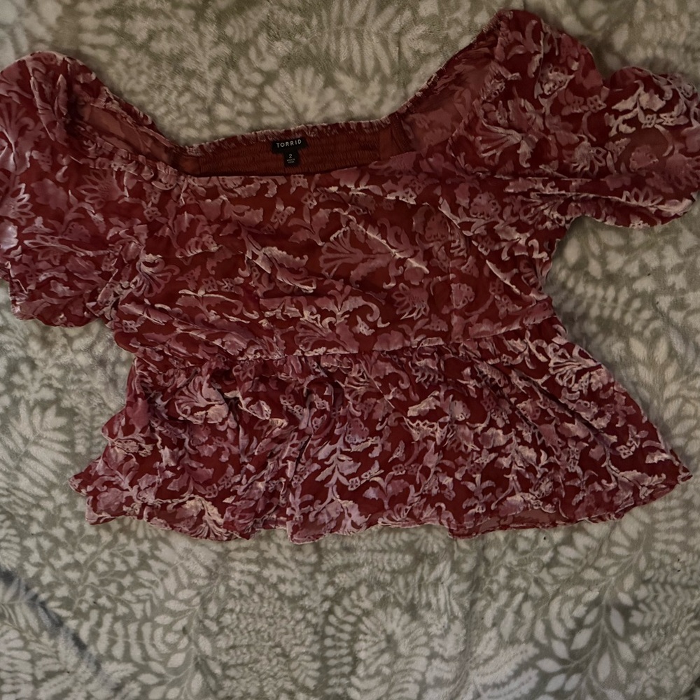 Floral Velvet Sheer peplum top